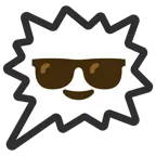 cara sonriendo con gafas de sol + bocadillo de enfado por la derecha