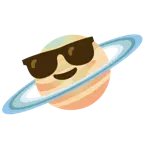 lächelndes Gesicht mit Sonnenbrille + Ringplanet