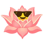 lächelndes Gesicht mit Sonnenbrille + Lotusblüte