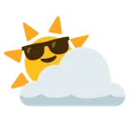 lächelndes Gesicht mit Sonnenbrille + Sonne hinter Wolke