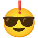cara sonriendo con gafas de sol + exclamación roja