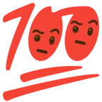 face with raised eyebrow + hundred points