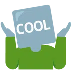persona encogida de hombros + botón COOL