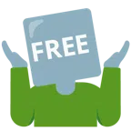 persona encogida de hombros + botón FREE