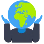 persona encogida de hombros + globo terráqueo mostrando Europa y África