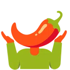 persona encogida de hombros + chile picante