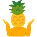 persona encogida de hombros + piña
