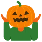 persona encogida de hombros + calabaza de Halloween