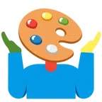 persona encogida de hombros + paleta de pintor