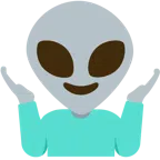 persona encogida de hombros + alienígena
