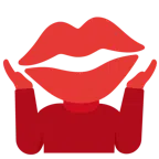 persona encogida de hombros + marca de beso