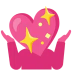 persona encogida de hombros + corazón brillante