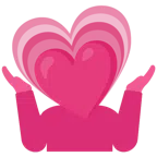 persona encogida de hombros + corazón creciente