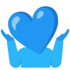 persona encogida de hombros + corazón azul