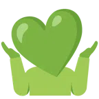 persona encogida de hombros + corazón verde
