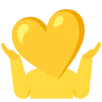 persona encogida de hombros + corazón amarillo