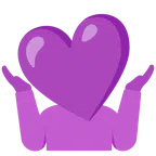 persona encogida de hombros + corazón morado