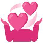 persona encogida de hombros + corazones giratorios