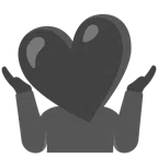 persona encogida de hombros + corazón negro