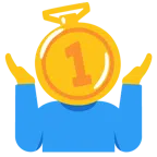 persona encogida de hombros + medalla de oro