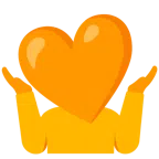 persona encogida de hombros + corazón naranja