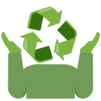 persona encogida de hombros + símbolo de reciclaje