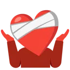 persona encogida de hombros + corazón vendado