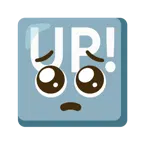 yalvaran yüz + UP! düğmesi
