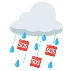 Wolke mit Regen + SOS-Zeichen
