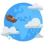 Wolke mit Regen + Globus mit Europa und Afrika
