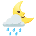 Wolke mit Regen + Mondsichel mit Gesicht rechts