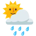Wolke mit Regen + Sonne mit Gesicht