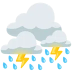 Wolke mit Regen + Wolke mit Blitz