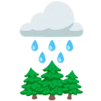 Wolke mit Regen + Nadelbaum