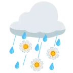 Wolke mit Regen + gelbe Blüte