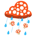 Wolke mit Regen + Fliegenpilz
