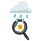 Wolke mit Regen + Spiegelei in Bratpfanne