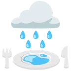 Wolke mit Regen + Teller mit Messer und Gabel