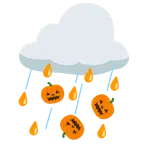 Wolke mit Regen + Halloweenkürbis