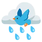 Wolke mit Regen + Vogel