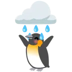 Wolke mit Regen + Pinguin