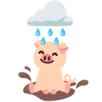 Wolke mit Regen + Schweinegesicht