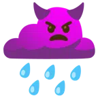 Wolke mit Regen + wütendes Gesicht mit Hörnern