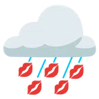 Wolke mit Regen + Kussabdruck