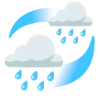 Wolke mit Regen + kreisende Herzen