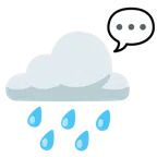 Wolke mit Regen + Sprechblase mit drei Punkten