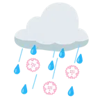Wolke mit Regen + Blumenstempel