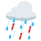 Wolke mit Regen + Wachsmalstift