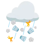 Wolke mit Regen + Papierkorb