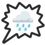 Wolke mit Regen + Sprechblase für wütende Aussage rechts